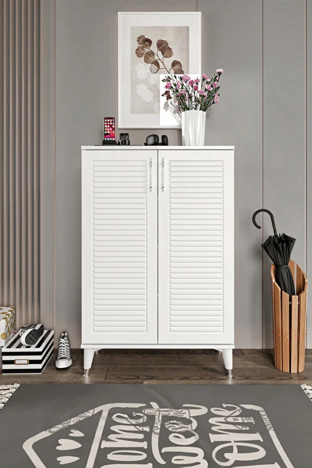 Panjurlu Ayakkabılık Metal Kulp Çok Amaçlı Dolap